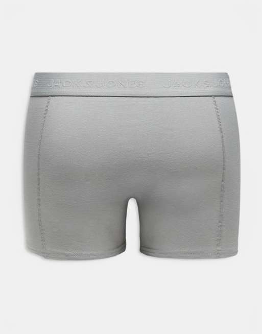 Jack & Jones 3 pack trunks in black and grey, 3 of 3