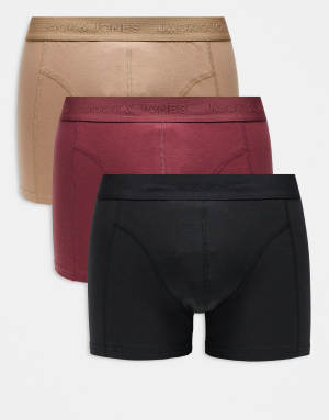 Jack & Jones 3 pack trunks in black and red