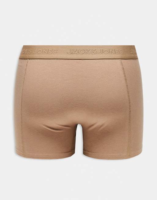Jack & Jones 3 pack trunks in black, red and tan, 3 of 3