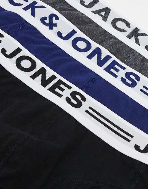 Jack & Jones 3 pack trunks in blue and gray, 2 of 3