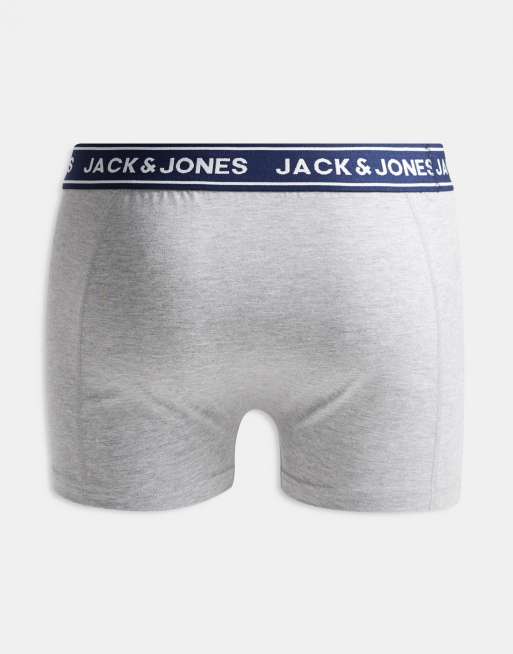 Jack & Jones 3 pack trunks in blue mix, 3 of 3