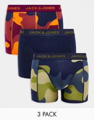 Jack & Jones 3 Pack Trunks In Camos-multi