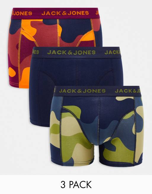 Jack & Jones 3 pack trunks in camos