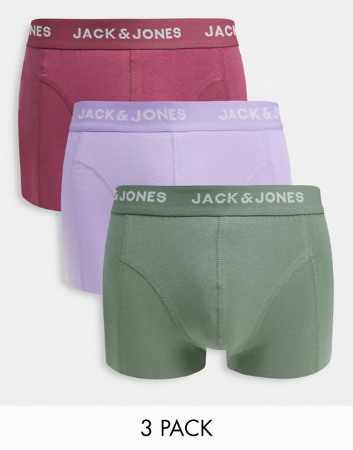 Jack & Jones 3 pack trunks in multi colour