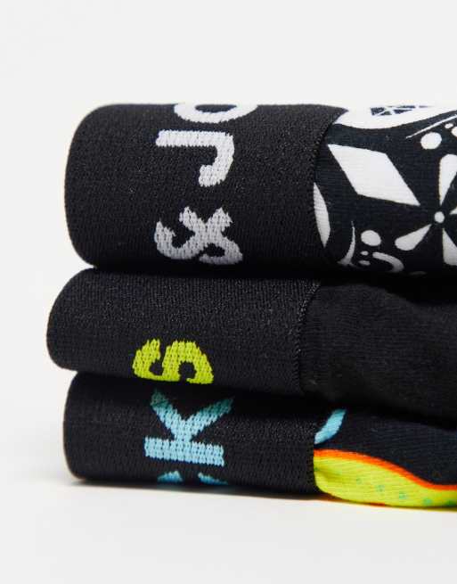 Jack & Jones 3 pack trunks in multi skull print , 3 of 4