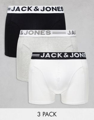 Jack & Jones 3 pack trunks in multi-Grey