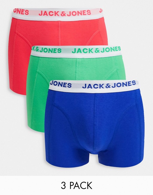 Jack & Jones 3 pack trunks in neon