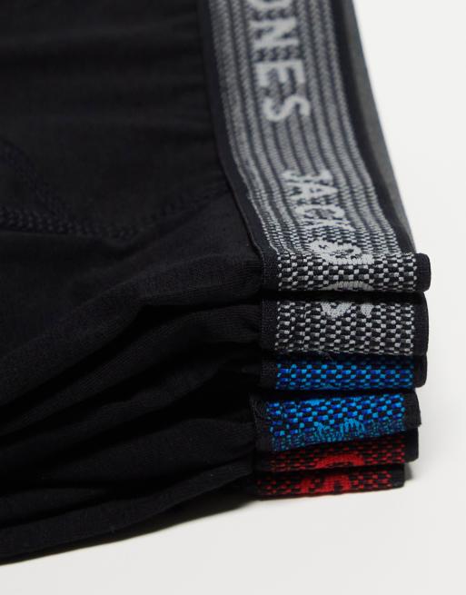 Jack & Jones 3 pack trunks with colour pop waistband in black, 3 of 4
