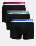 [Jack & Jones] Jack & Jones 3 pack trunks with contrast logo in multi-Black S Black