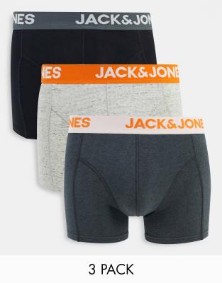 Jack & Jones 3 pack trunks with contrast waistband in multi - ASOS Price Checker