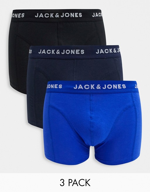 Jack & Jones 3 pack trunks with logo in multi