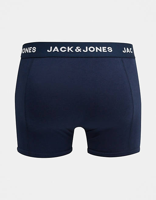 Underwear & Socks Underwear/Jack & Jones 3 pack trunks with logo waistband in navy 