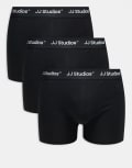 [Jack & Jones] Jack & Jones 3 pack trunks with logo waistband in triple black L Black