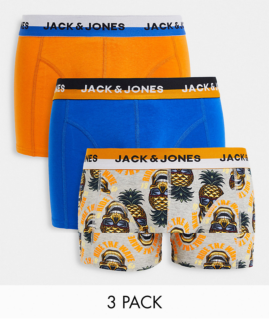 Jack & Jones 3 Pack Trunks With Pineapple Skull-multi