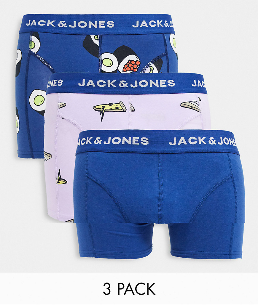 Jack & Jones 3-pack trunks with sushi print in multi