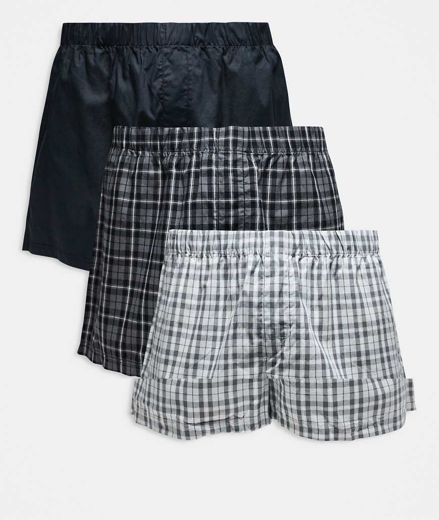 Er-Pack karierte Boxershorts-Schwarz Schwarz L