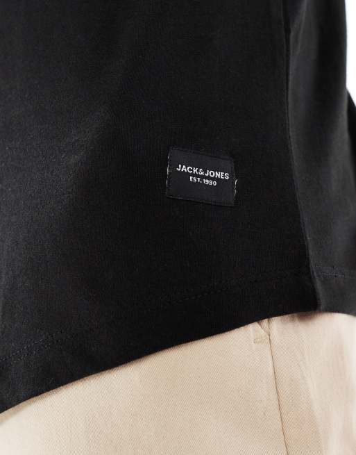 Jack & Jones – 3er-Pack lange T-Shirts in Weiß und Schwarz mit abgerundetem Saum , 4 von 4