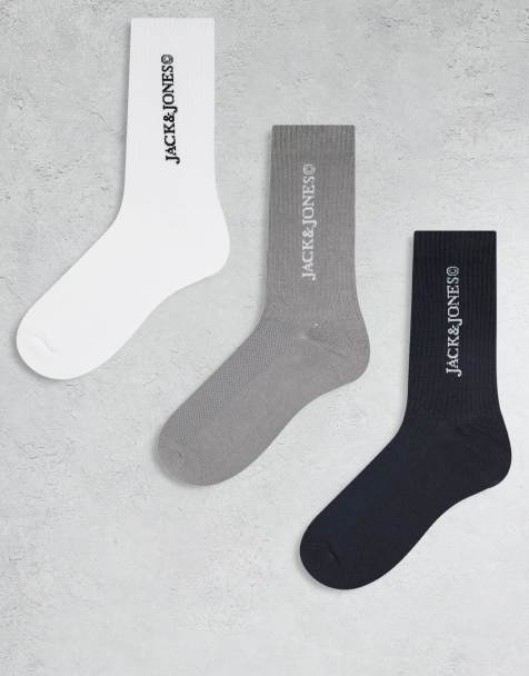 Jack & Jones – 3er-Pack Socken mit Logo in Schwarz, Grau, Weiß - view 1