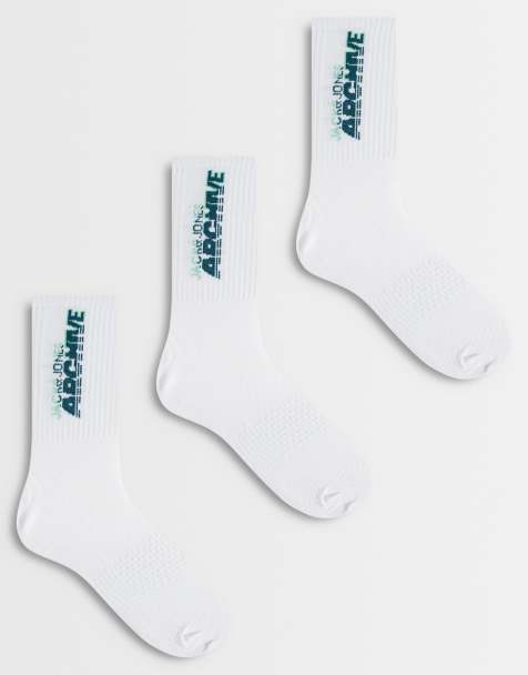Jack & Jones – 3er-Pack Sportsocken in Weiß mit Archiv-Print - view 1