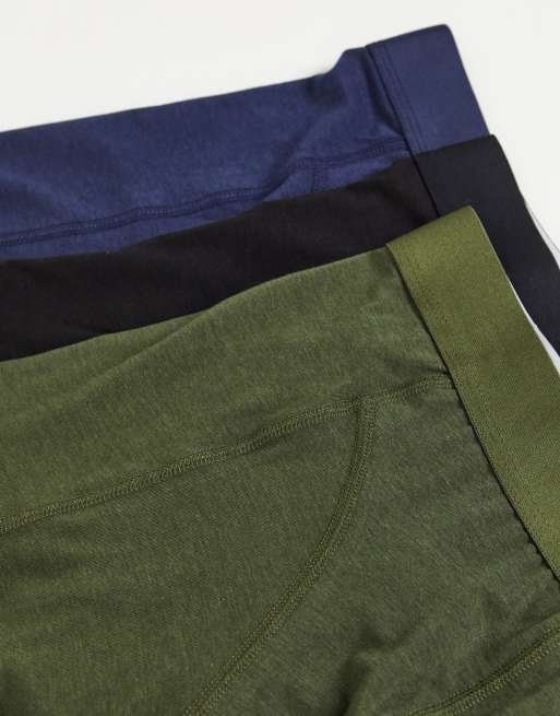 Jack & Jones – 3er-Pack Unterhosen aus Bambusfasern in Schwarz, Marineblau und Khaki, 2 von 4