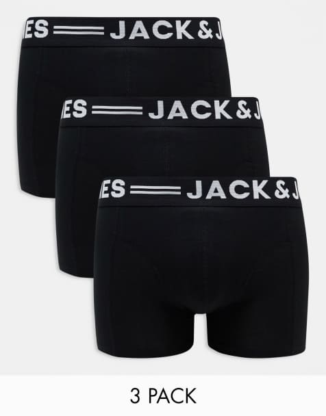 Jack & Jones – 3er-Pack Unterhosen in Schwarz mit schwarzem Bund - view 1