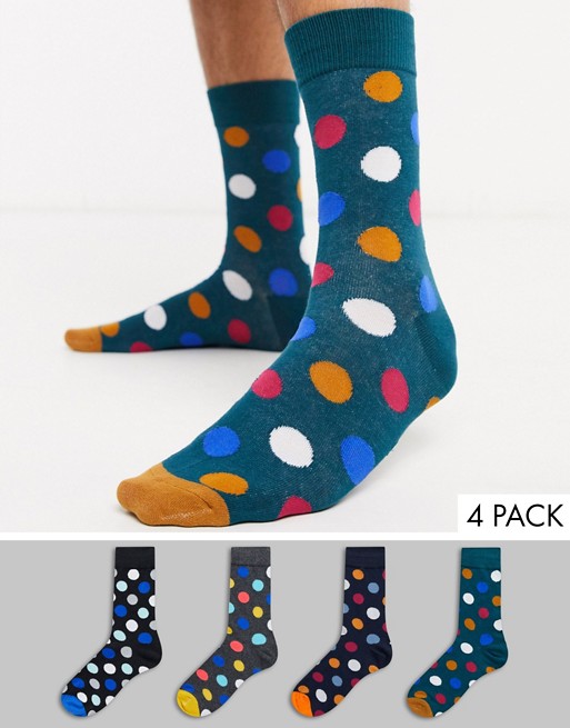 Jack & Jones 4 pack polka dot socks