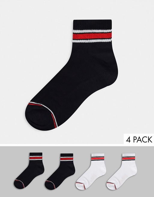 Jack & Jones 4 pack short tennis socks in multi
