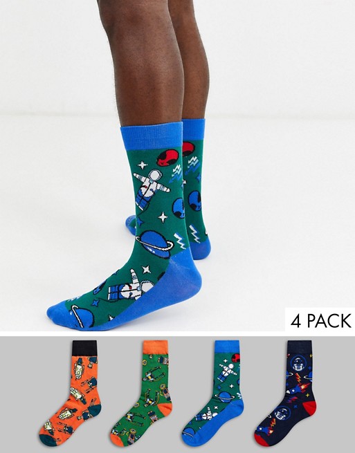 Jack & Jones 4 pack socks in space print
