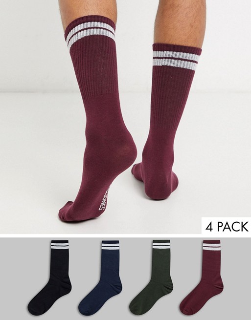 Jack & Jones 4 pack tennis socks in multi