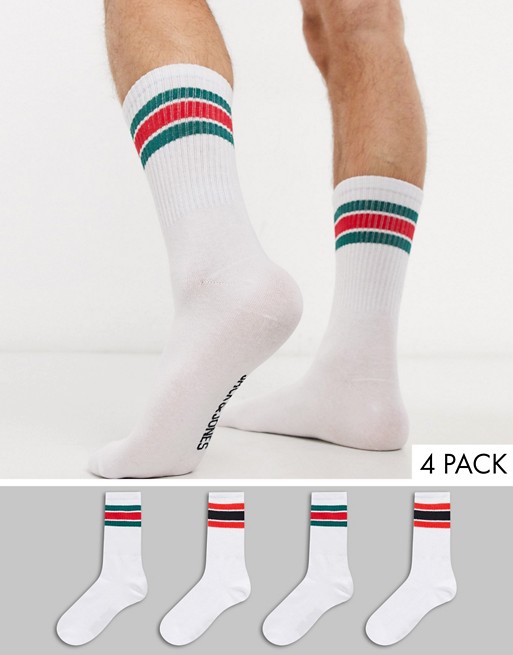 Jack & Jones 4 pack tennis socks in white