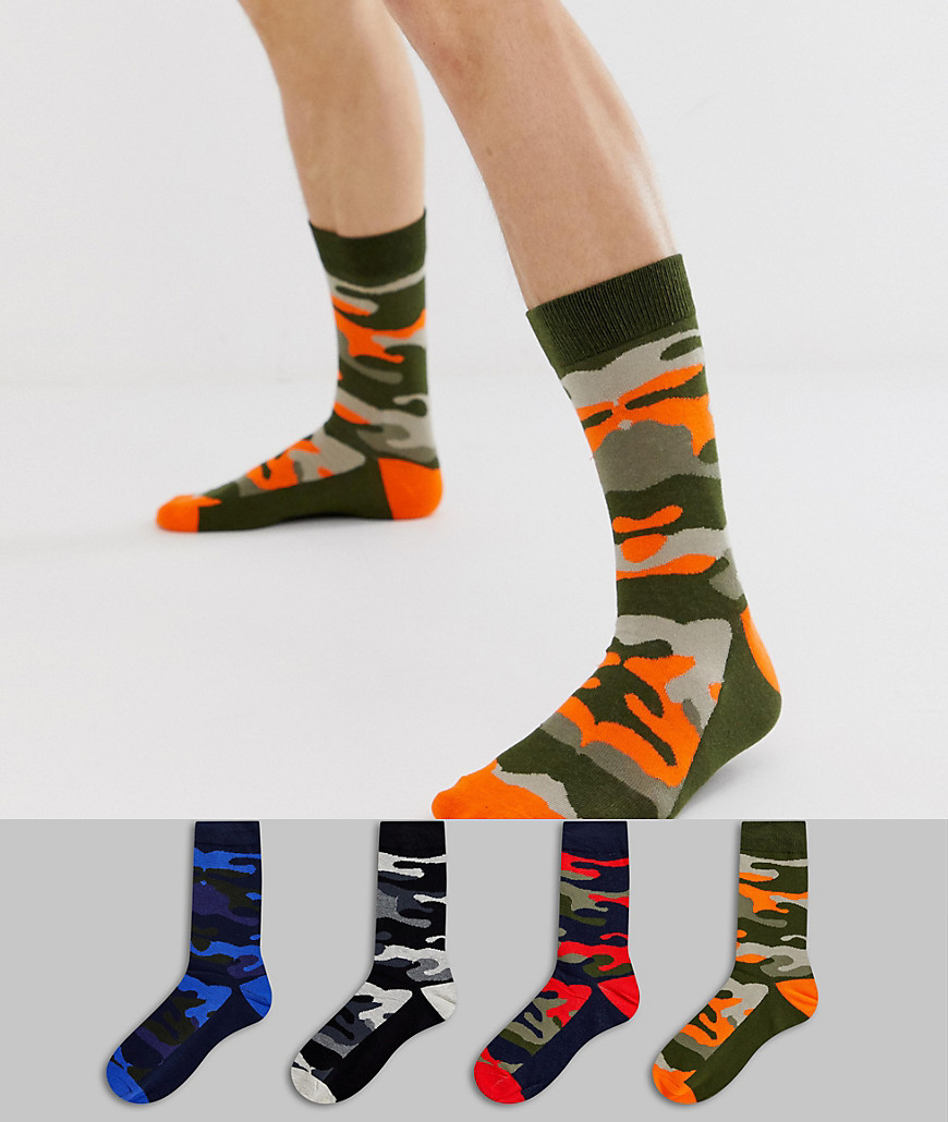 Jack & Jones 4 Set van sokken met camouflagemotief-Multi