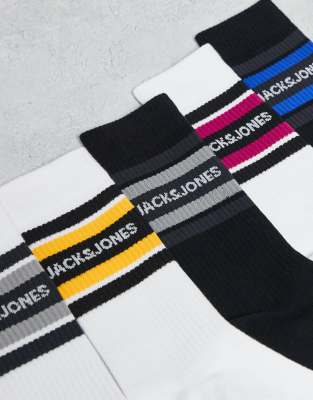 Jack & Jones 5 Pack Athletic Socks With Stripes In Multi