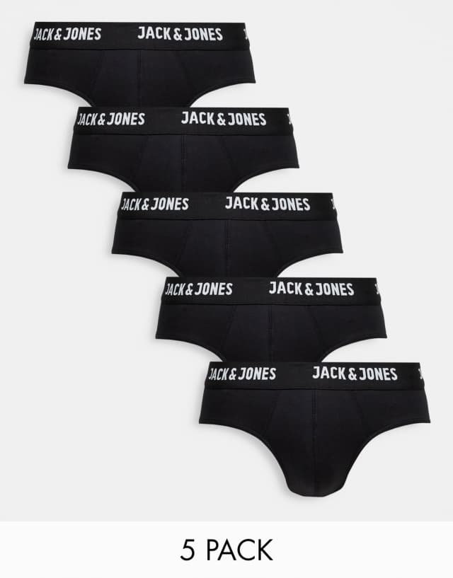 Jack & Jones 5 pack briefs in black