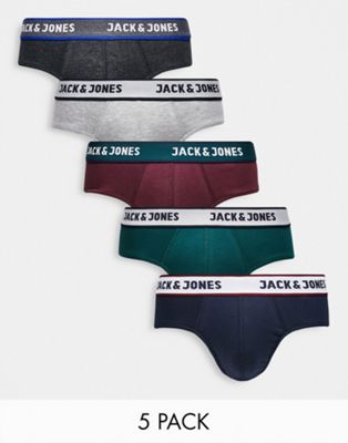 Jack & Jones 5 pack briefs in multi colour