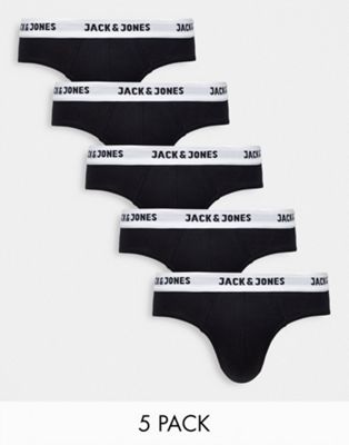 Jack & Jones 5 pack briefs with logo in black