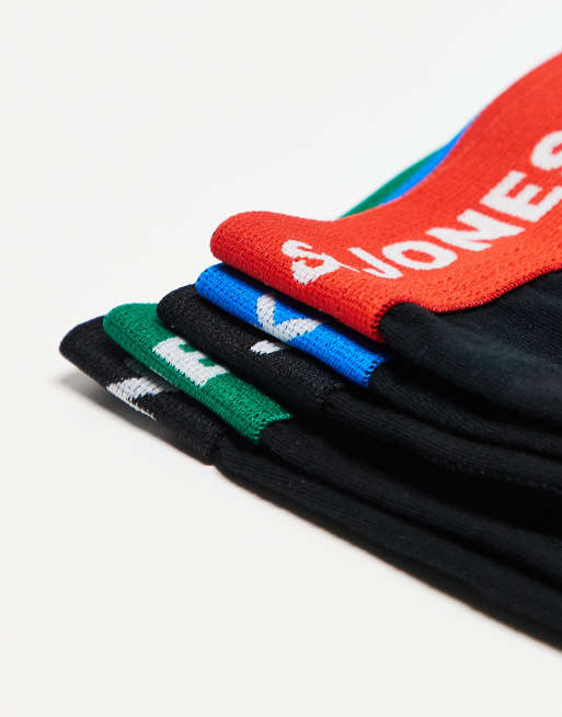 Jack & Jones 5 pack contrast waistband trunks in black, 3 of 3