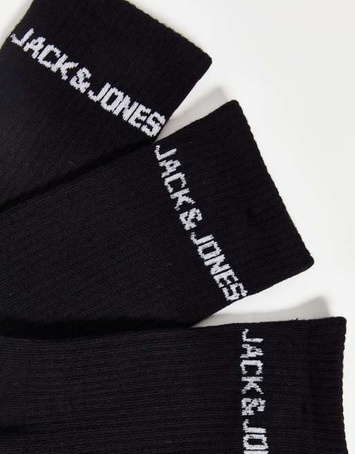 Jack & Jones 5 pack logo sports socks in black, 3 of 4