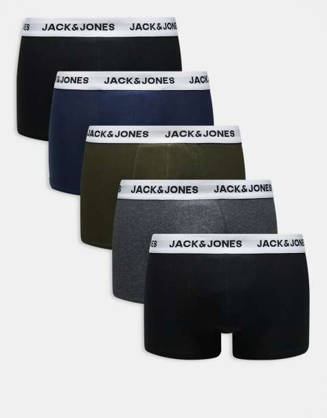 Jack & Jones 5 pack logo trunks in dark colours - view 1