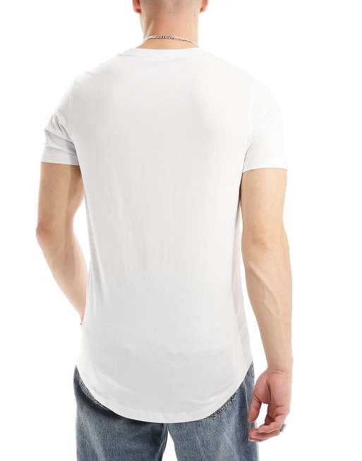 Jack & Jones 5-pack longline T-shirts with curved hem in black & white, 3 of 4