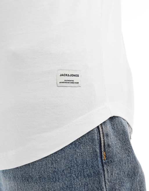 Jack & Jones 5-pack longline T-shirts with curved hem in black & white, 4 of 4