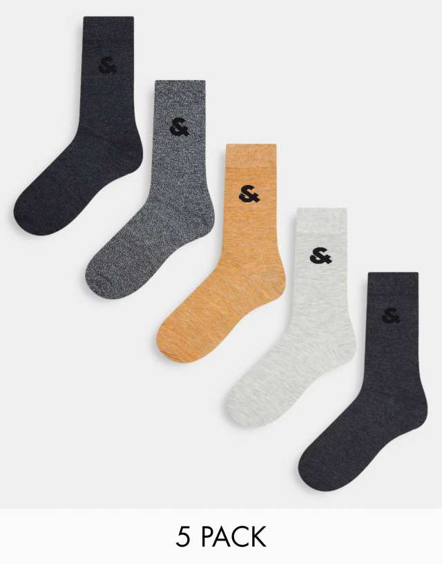 Jack & Jones 5 pack mixed melange sock gift box set in multi