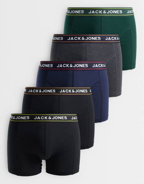 Jack & Jones 5 pack of boxers with contrast waistband in multi - view 1