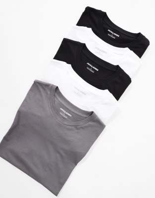 Jack & Jones Jack & Jones 5 pack oversized t-shirts in white multi