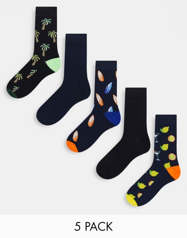 Jack & Jones 5 pack socks in tropical print