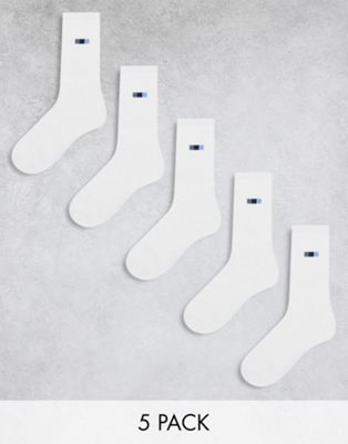 5 pack socks with flag print in white