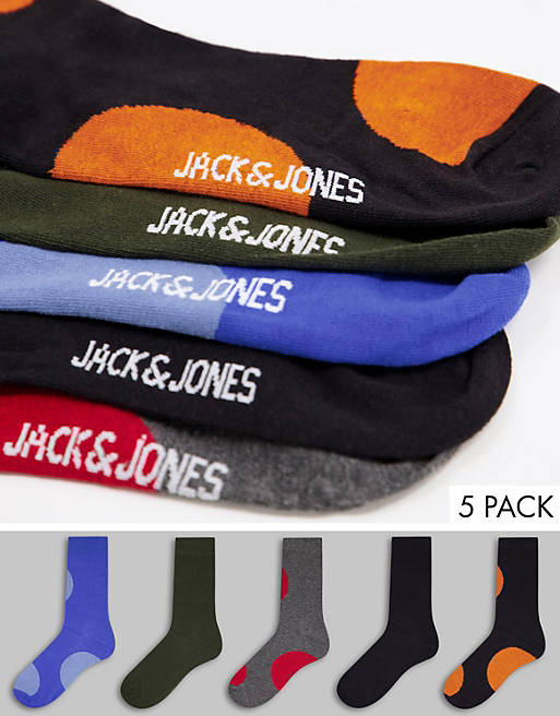 Jack & Jones 5 pack socks with giant polka dot print