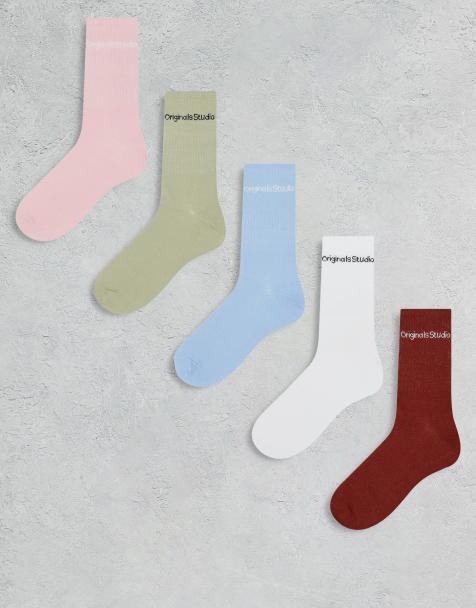 Jack & Jones 5 pack sport socks in green white mix with logo - view 1
