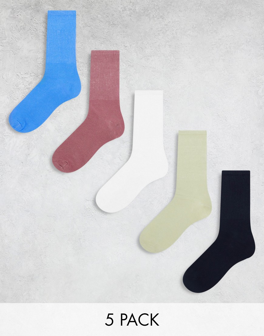 Jack & Jones 5 Pack Sports Socks In Multicolor