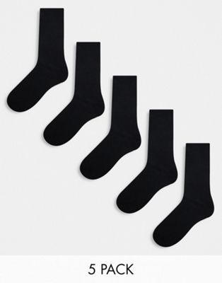 Jack & Jones 5 pack tennis socks in black