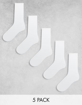 Jack & Jones 5 pack tennis socks in white